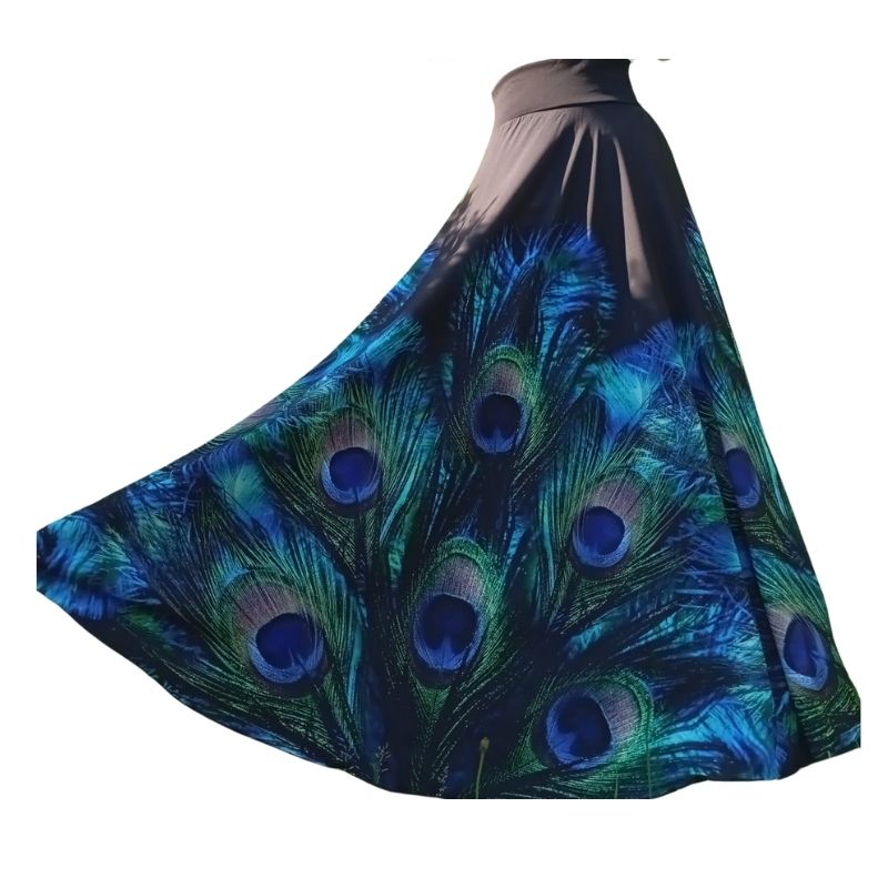 Dámská maxi sukně Paví pera, Venezia vel. XS-XXL